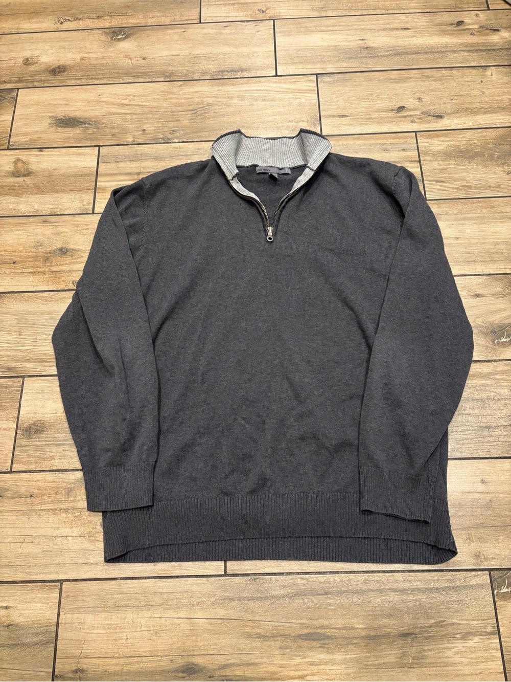 Vintage Y2K Old Navy Men's Quarter Zip Sweater Charcoal Grey Mock Neck Size XL